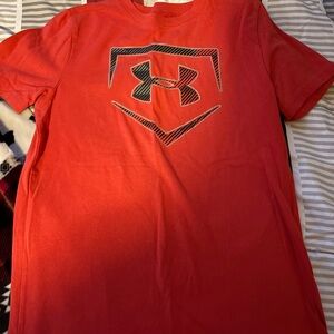 Under Armour Red Short Sleeve Tee with Black Logo